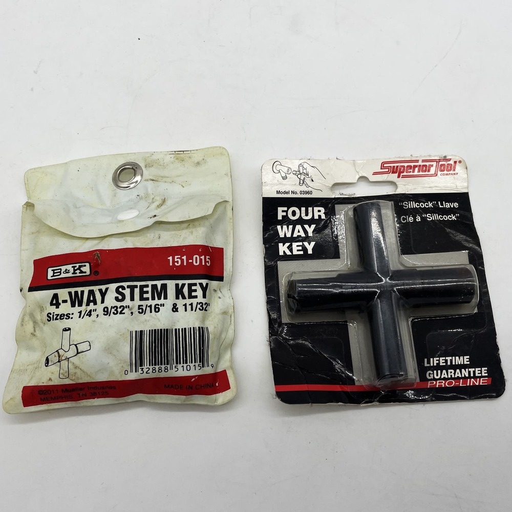 Plumbers 4 Way Stem Valve Shut Off Valve Metal Cross Key Tool Wrench Sillcock 2